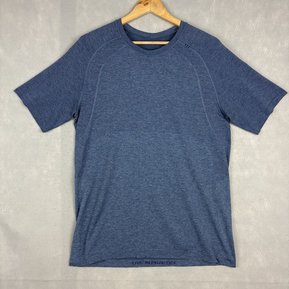 Lululemon Metal Vent Tech Shirt Mens Large Blue Short Sleeve Performance Stretch